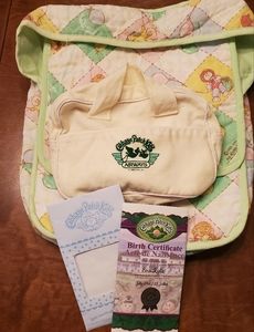 Coleco Vintage Cabbage Patch Kids Diaper Bag, Travel Bag & Birth Certificate